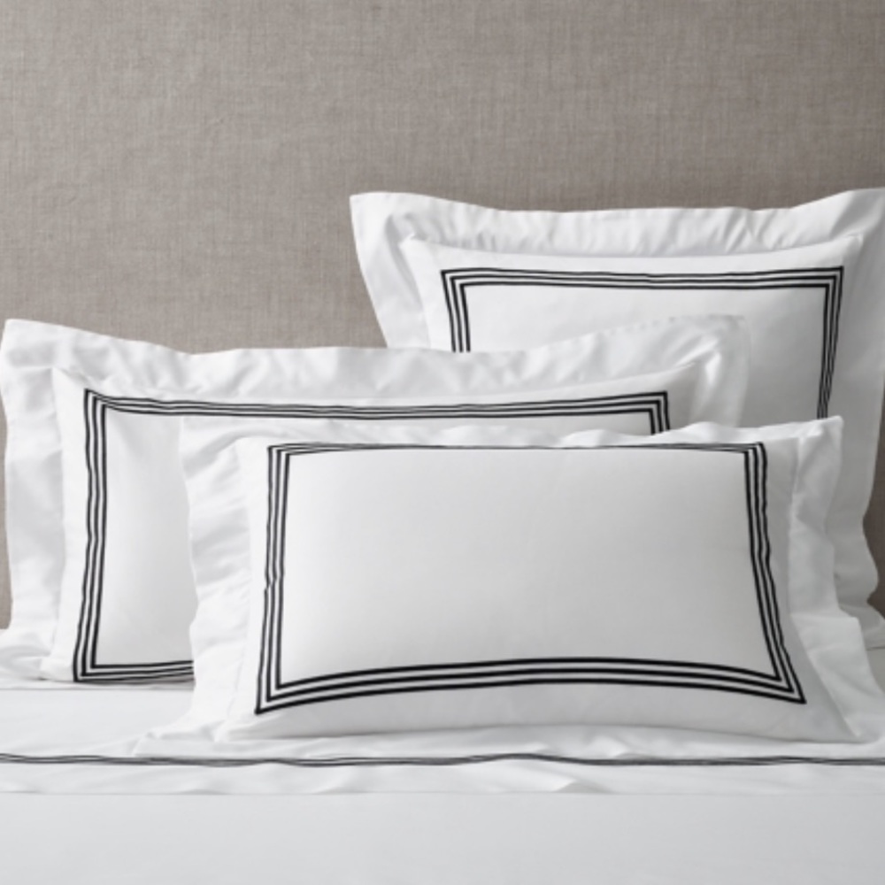 Restoration Hardware ITALIAN HOTEL TRIPLE SATIN STITCH SATEEN SHAM in Black RCS